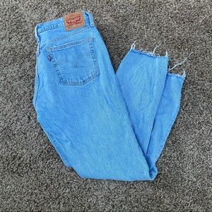 Levi’s 501 light wash raw hem jeans